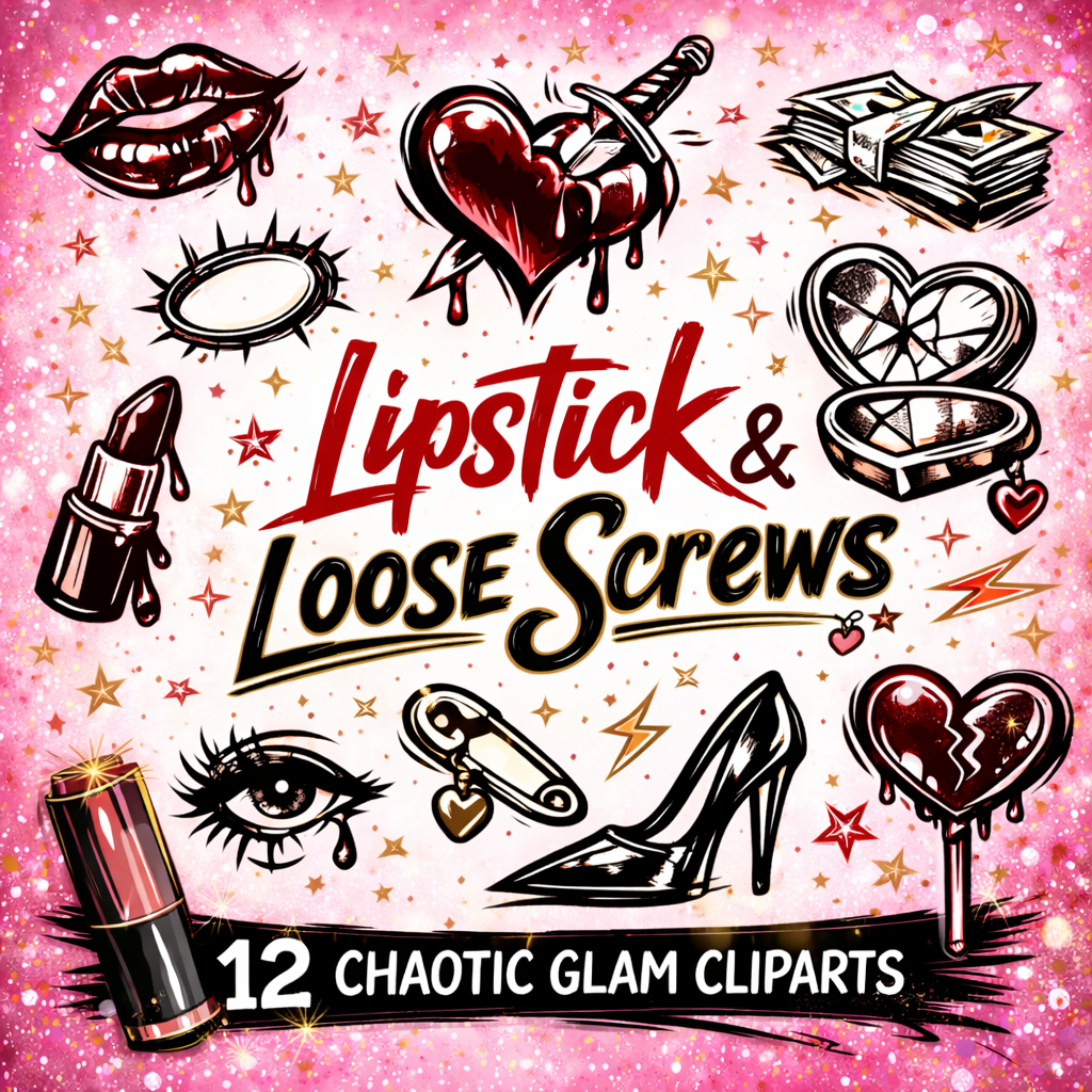 Lipstick & Loose Screws Clipart Bundle